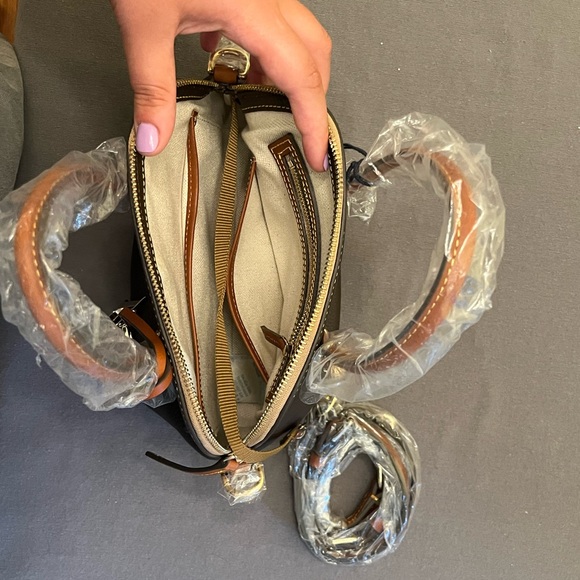 Dooney & Bourke- Small Domed Satchel in Brown and Tan- brand new with tags - Picture 2 of 6